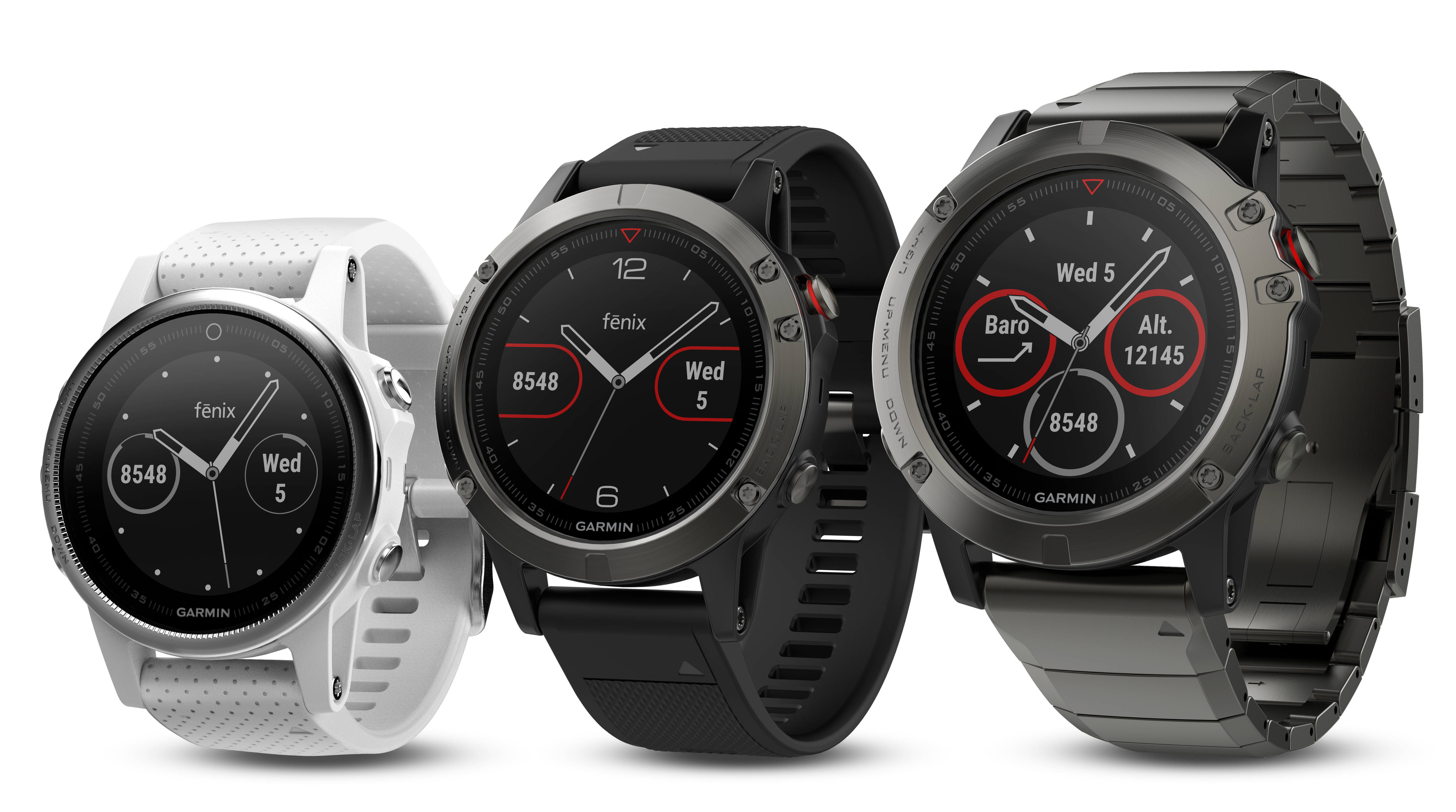 Od lewej: Fenix 5S, Fenix 5, Fenix 5X